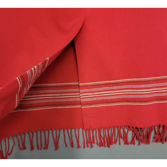 Vintage Michele Maxi Skirt Womens 14 Red Embroidered Stripes Fringe Western Boho - Picture 7 of 11
